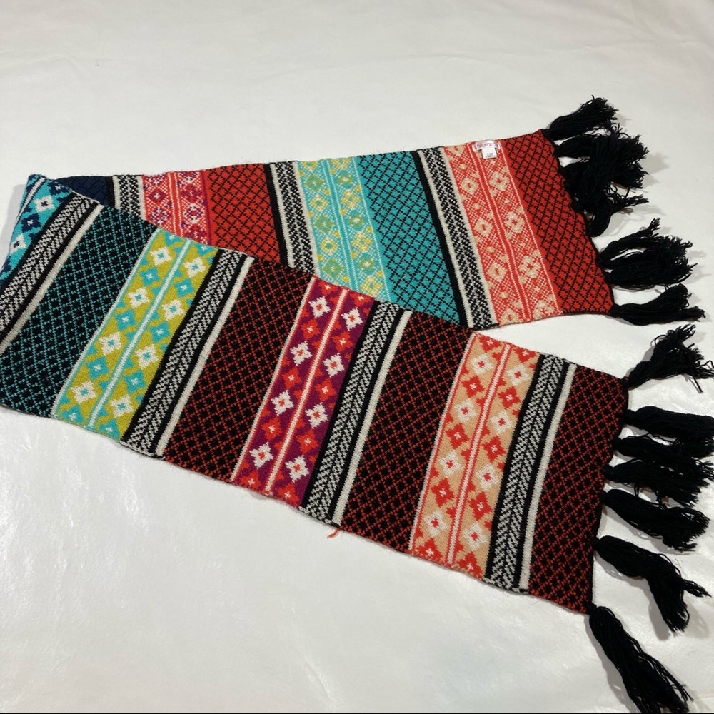 Xhilaration wool rabbit hair blend Fair Isle scarf with tassel fringes
